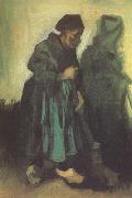 Vincent Van Gogh Peasant Woman Sweeping the Floor (nn04) oil painting artist